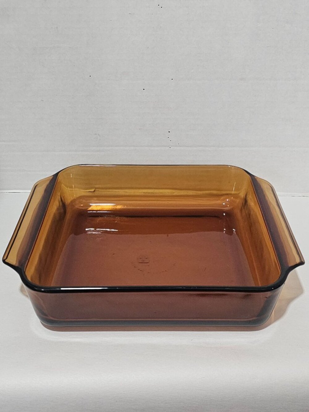Anchor Hocking Harvest Amber Pan 8.5" baking square dish 1.5qt retro glass #435